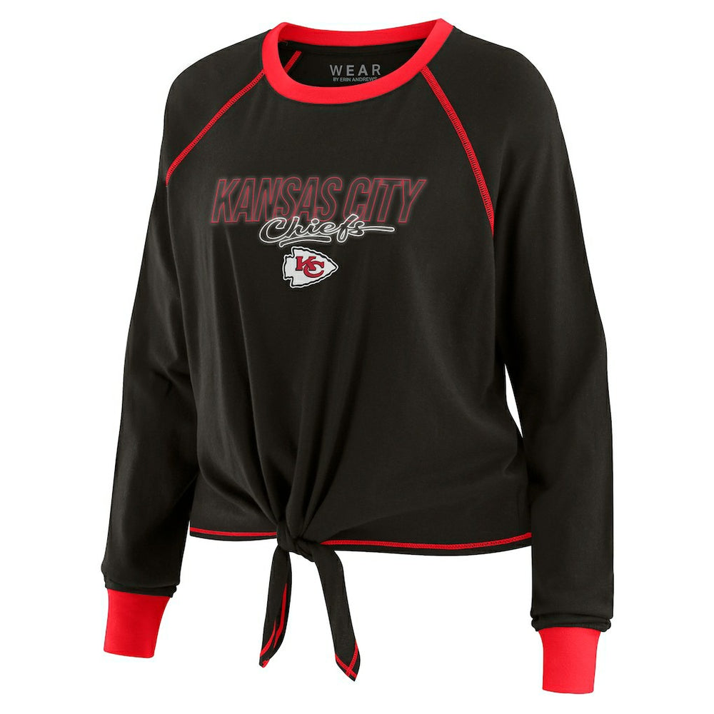 Kansas City Chiefs  WEAR by Erin Andrews Women's Tie-Front Long Sleeve T-Shirt