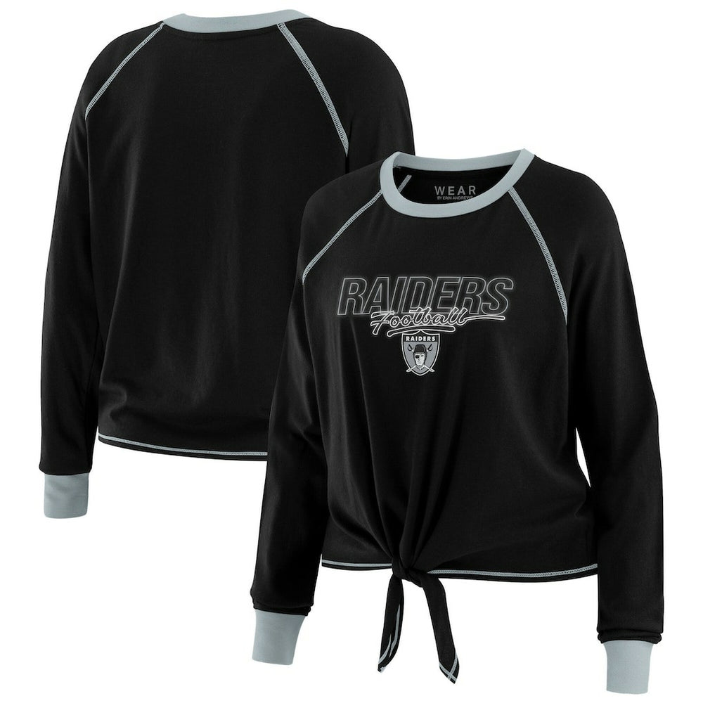 Las Vegas Raiders  WEAR by Erin Andrews Women's Tie-Front Long Sleeve T-Shirt