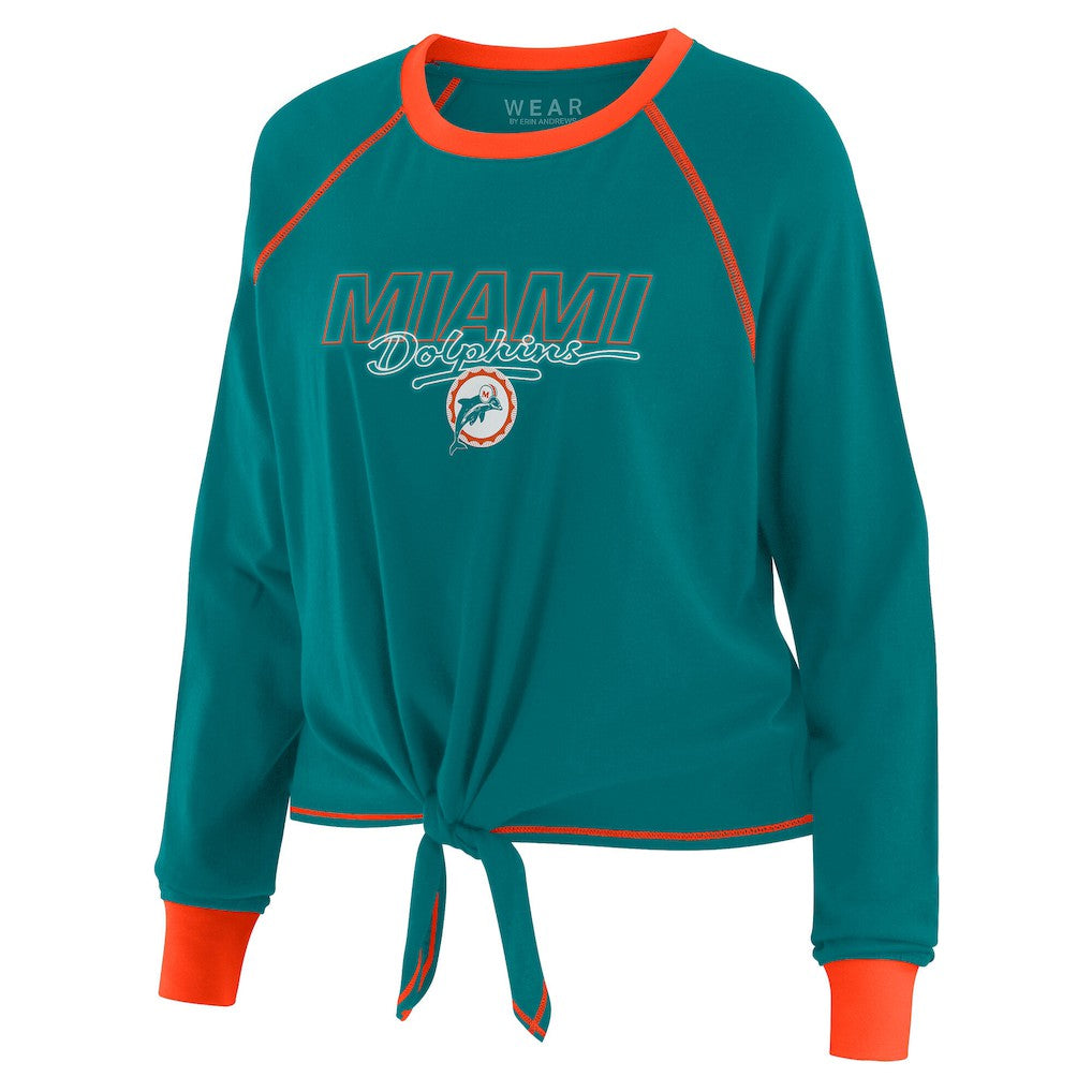 Miami Dolphins  WEAR by Erin Andrews Women's Tie-Front Long Sleeve T-Shirt