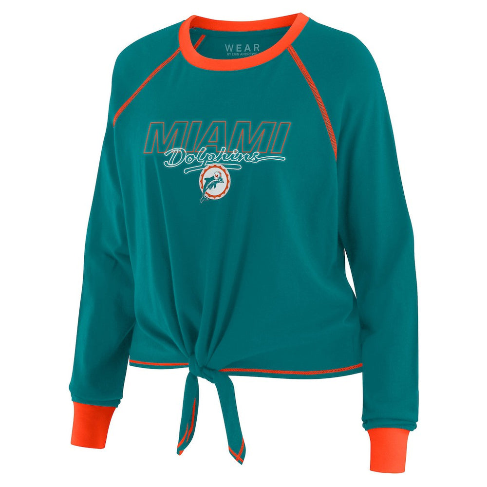 Miami Dolphins  WEAR by Erin Andrews Women's Tie-Front Long Sleeve T-Shirt