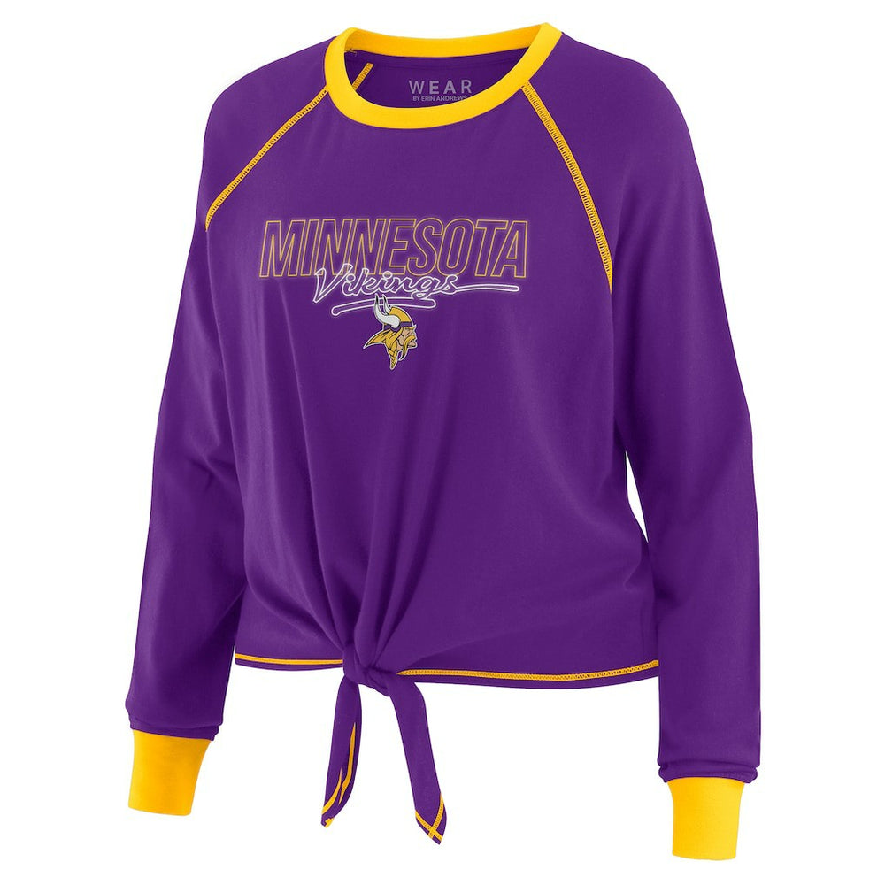 Minnesota Vikings  WEAR by Erin Andrews Women's Tie-Front Long Sleeve T-Shirt