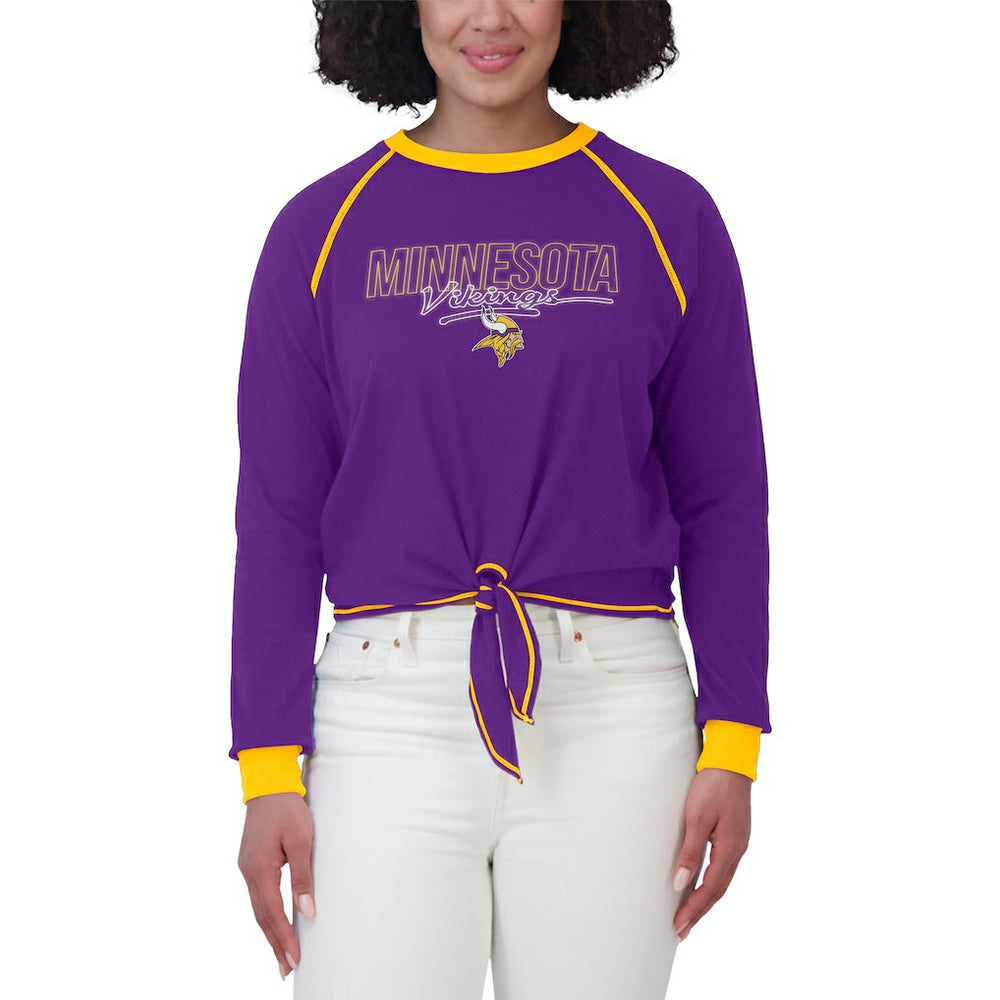 Minnesota Vikings  WEAR by Erin Andrews Women's Tie-Front Long Sleeve T-Shirt