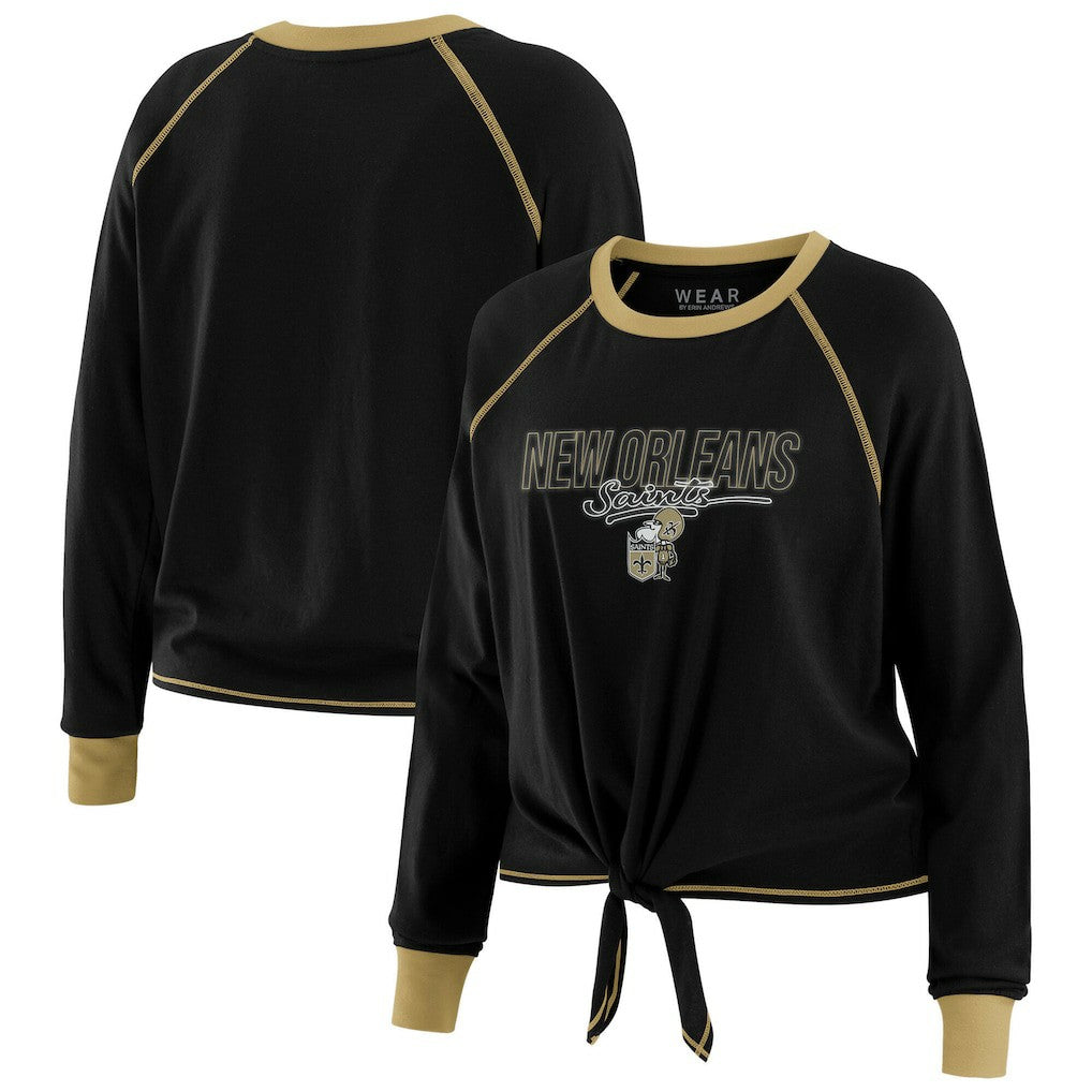 New Orleans Saints  WEAR by Erin Andrews Women's Tie-Front Long Sleeve T-Shirt