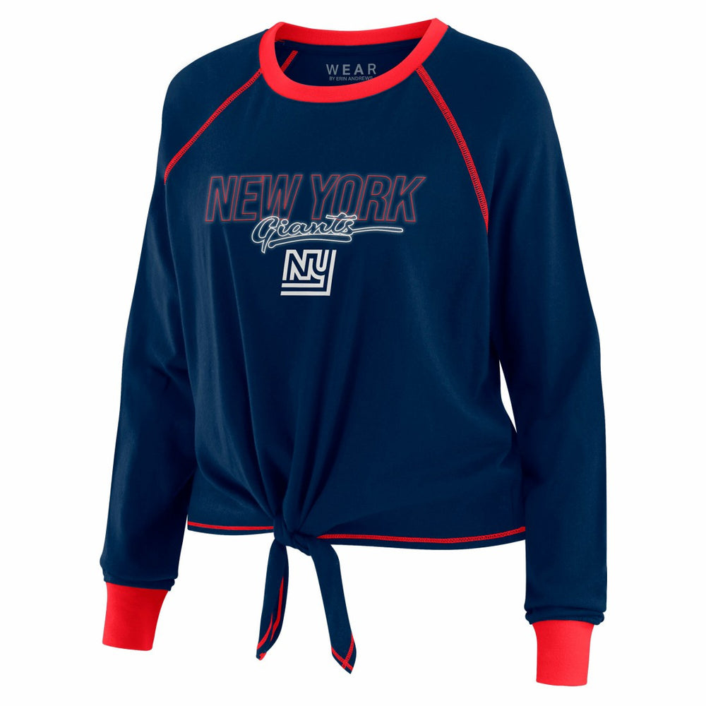 New York Giants  WEAR by Erin Andrews Women's Tie-Front Long Sleeve T-Shirt