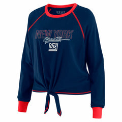 New York Giants  WEAR by Erin Andrews Women's Tie-Front Long Sleeve T-Shirt