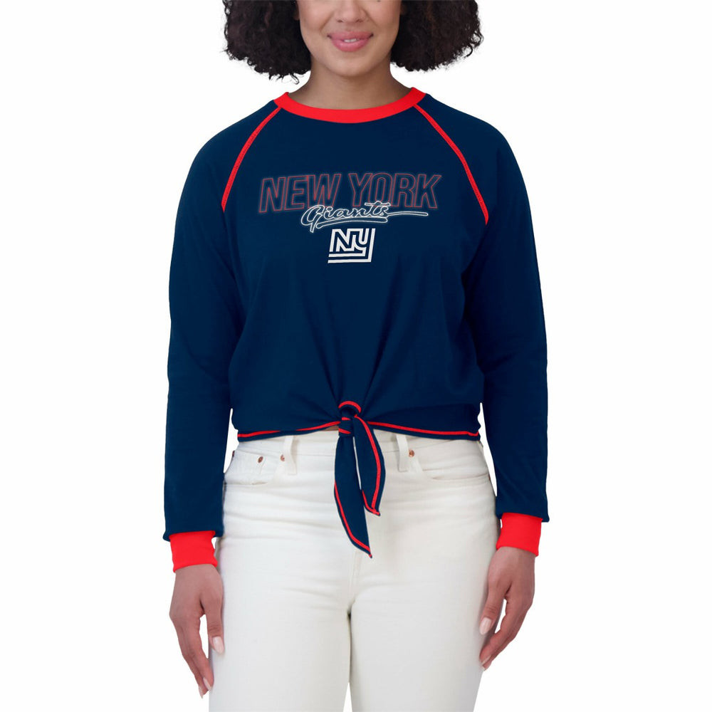 New York Giants  WEAR by Erin Andrews Women's Tie-Front Long Sleeve T-Shirt