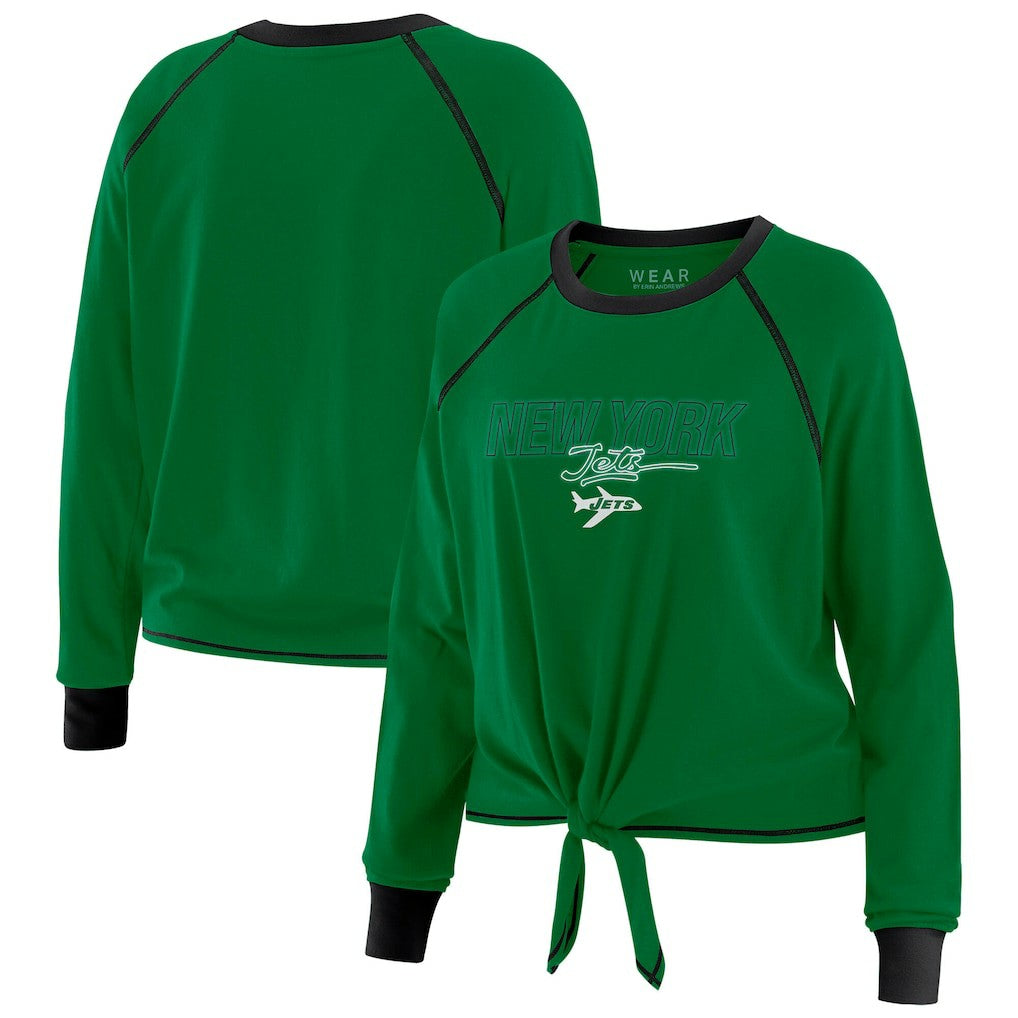 New York Jets  WEAR by Erin Andrews Women's Tie-Front Long Sleeve T-Shirt