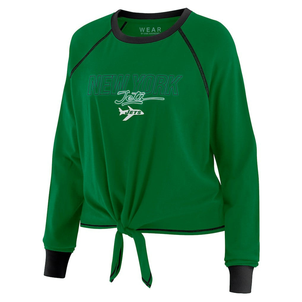 New York Jets  WEAR by Erin Andrews Women's Tie-Front Long Sleeve T-Shirt