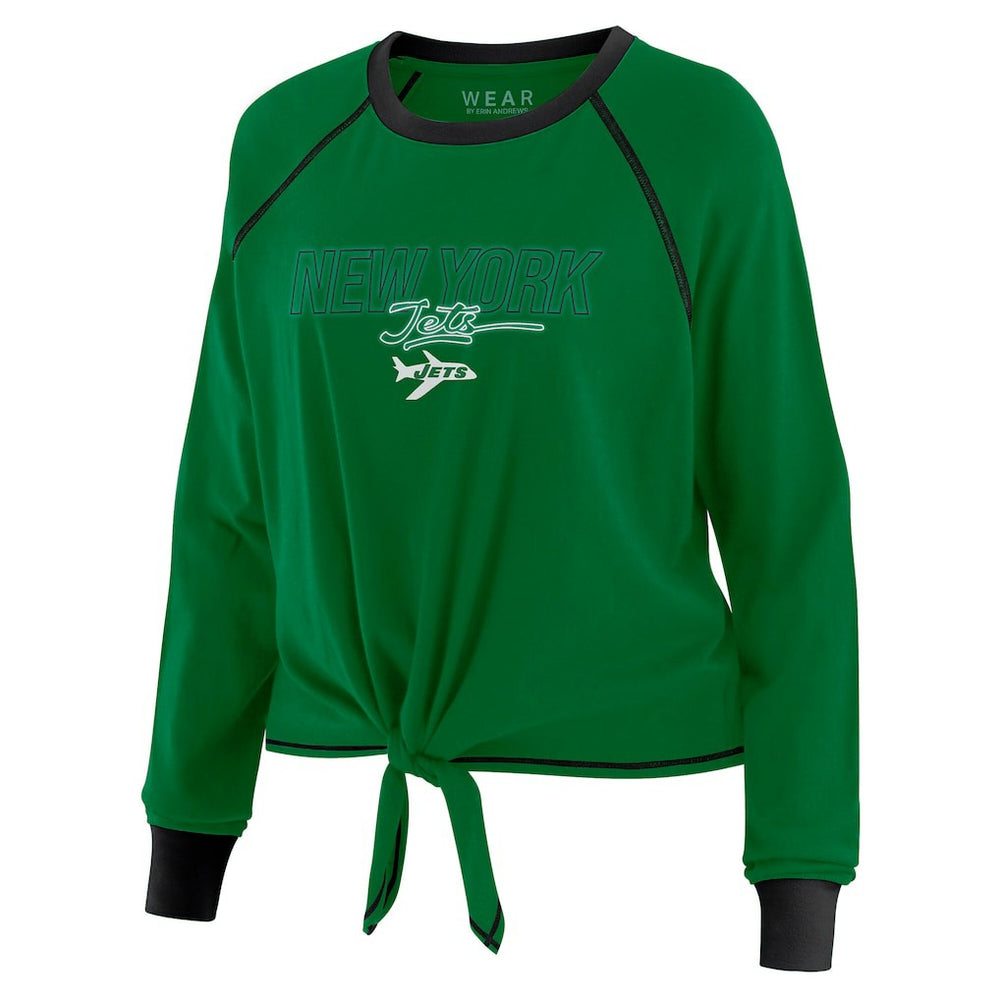 New York Jets  WEAR by Erin Andrews Women's Tie-Front Long Sleeve T-Shirt
