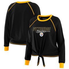 Pittsburgh Steelers  WEAR by Erin Andrews Women's Tie-Front Long Sleeve T-Shirt