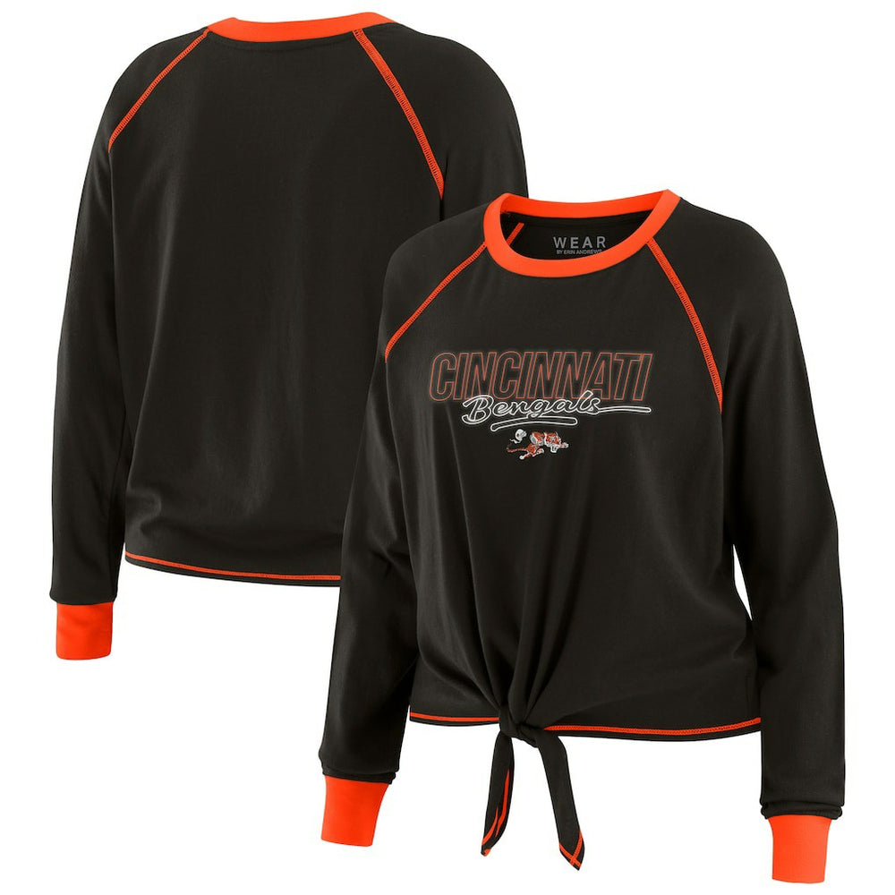 Cincinnati Bengals  WEAR by Erin Andrews Women's Tie-Front Long Sleeve T-Shirt