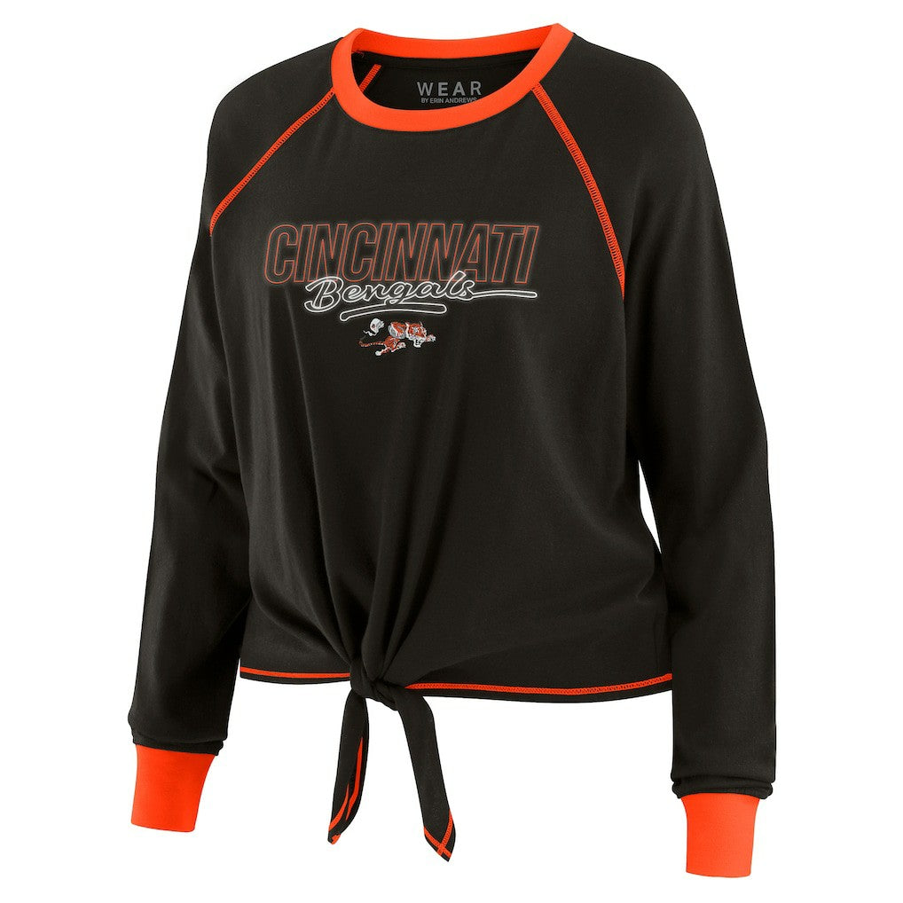 Cincinnati Bengals  WEAR by Erin Andrews Women's Tie-Front Long Sleeve T-Shirt