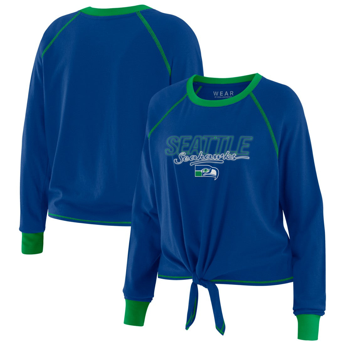 Seattle Seahawks  WEAR by Erin Andrews Women's Tie-Front Long Sleeve T-Shirt