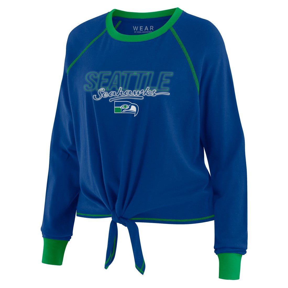 Seattle Seahawks  WEAR by Erin Andrews Women's Tie-Front Long Sleeve T-Shirt