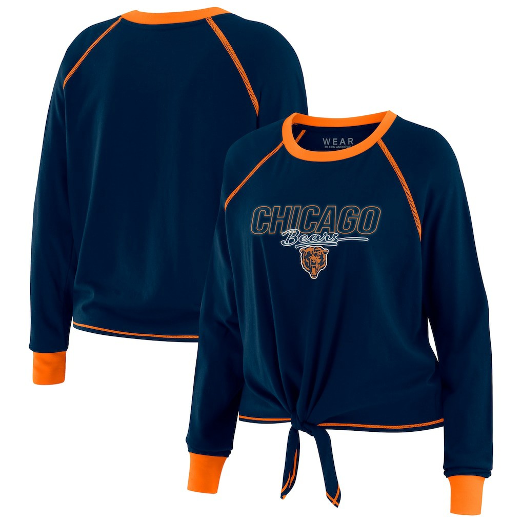 Chicago Bears  WEAR by Erin Andrews Women's Tie-Front Long Sleeve T-Shirt