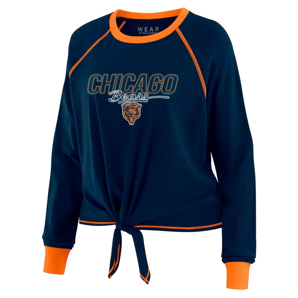 Chicago Bears  WEAR by Erin Andrews Women's Tie-Front Long Sleeve T-Shirt