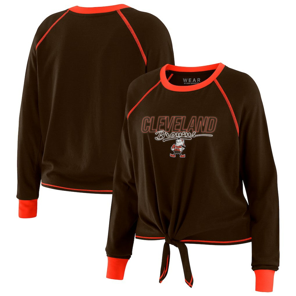 Cleveland Browns  WEAR by Erin Andrews Women's Tie-Front Long Sleeve T-Shirt