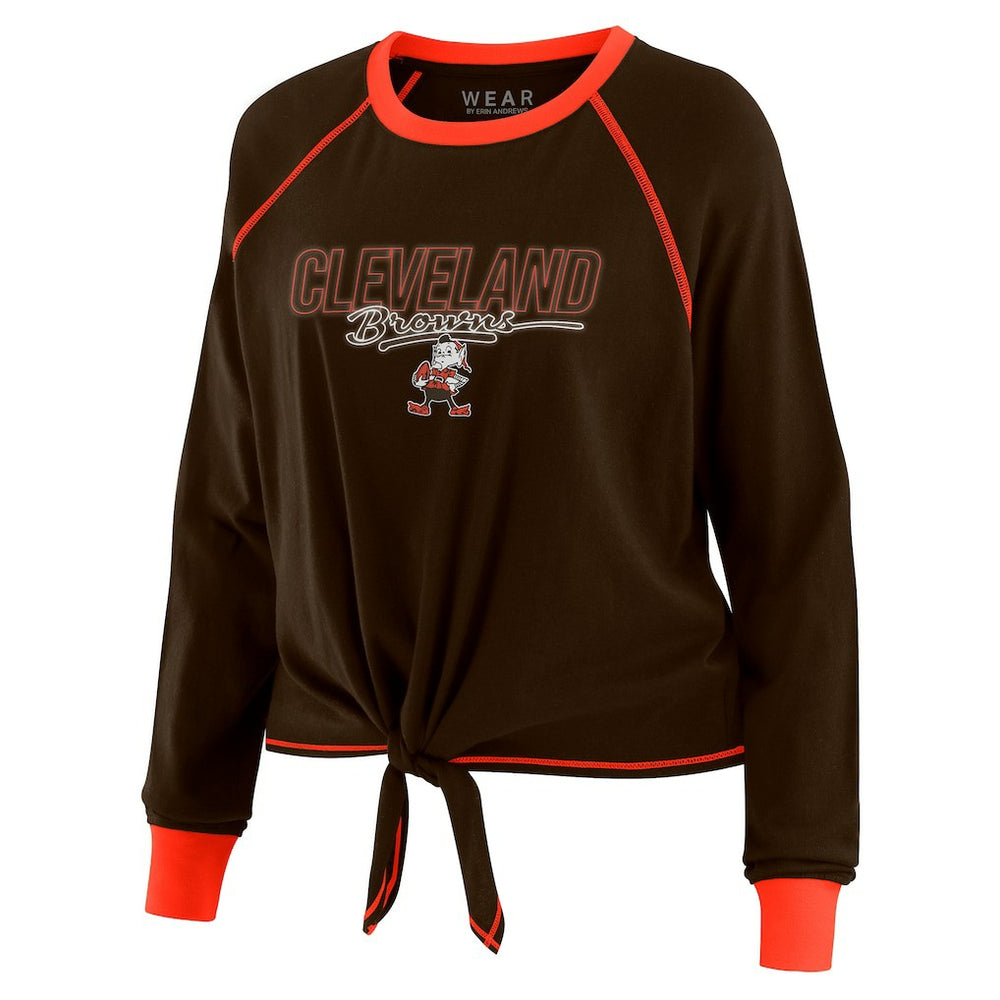 Cleveland Browns  WEAR by Erin Andrews Women's Tie-Front Long Sleeve T-Shirt