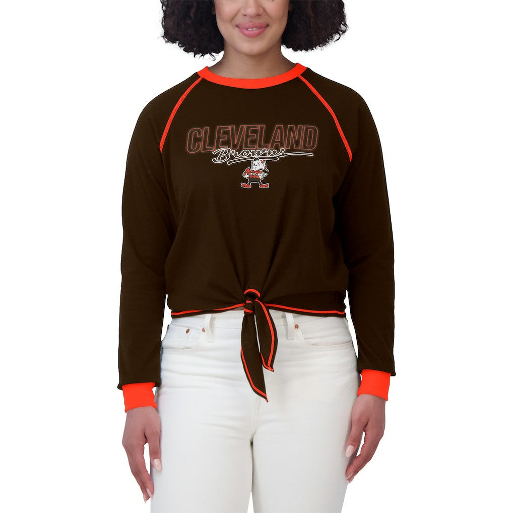 Cleveland Browns  WEAR by Erin Andrews Women's Tie-Front Long Sleeve T-Shirt