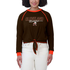 Cleveland Browns  WEAR by Erin Andrews Women's Tie-Front Long Sleeve T-Shirt