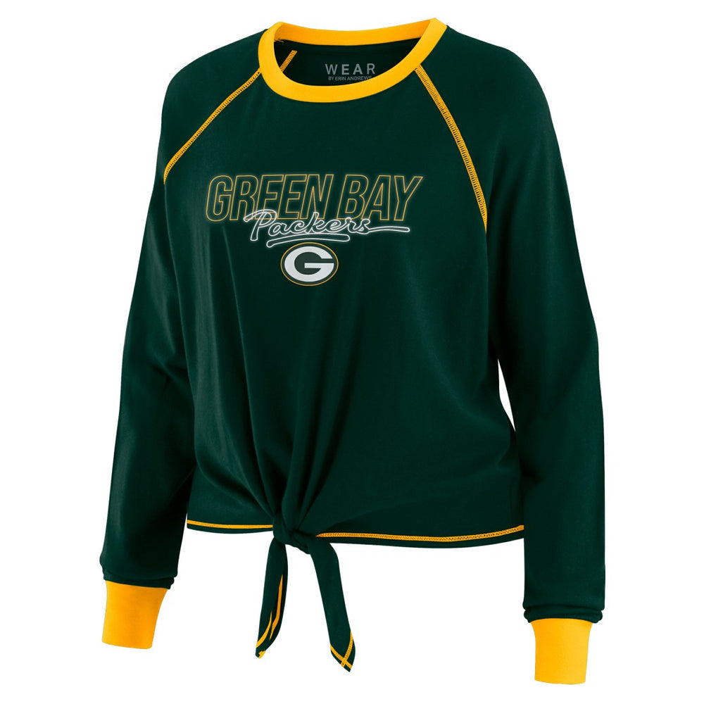 Green Bay Packers  WEAR by Erin Andrews Women's Tie-Front Long Sleeve T-Shirt