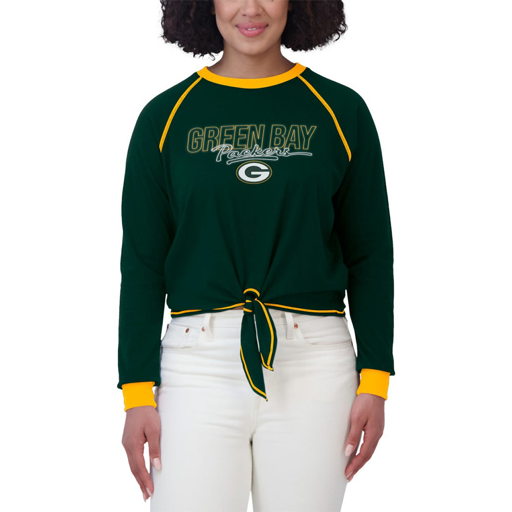 Green Bay Packers  WEAR by Erin Andrews Women's Tie-Front Long Sleeve T-Shirt
