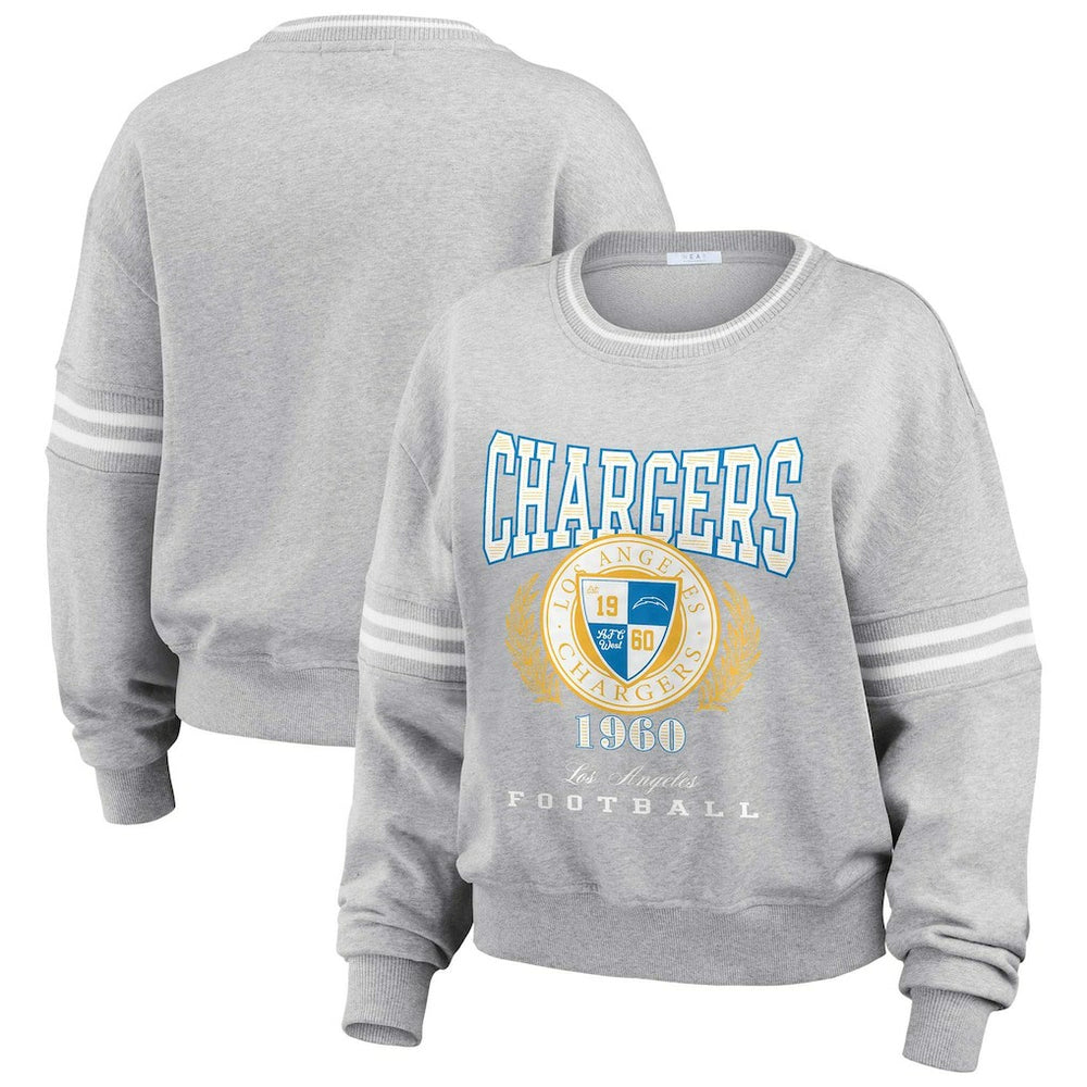 Los Angeles Chargers  WEAR by Erin Andrews Women's Cropped Pullover Sweatshirt