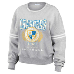 Los Angeles Chargers  WEAR by Erin Andrews Women's Cropped Pullover Sweatshirt