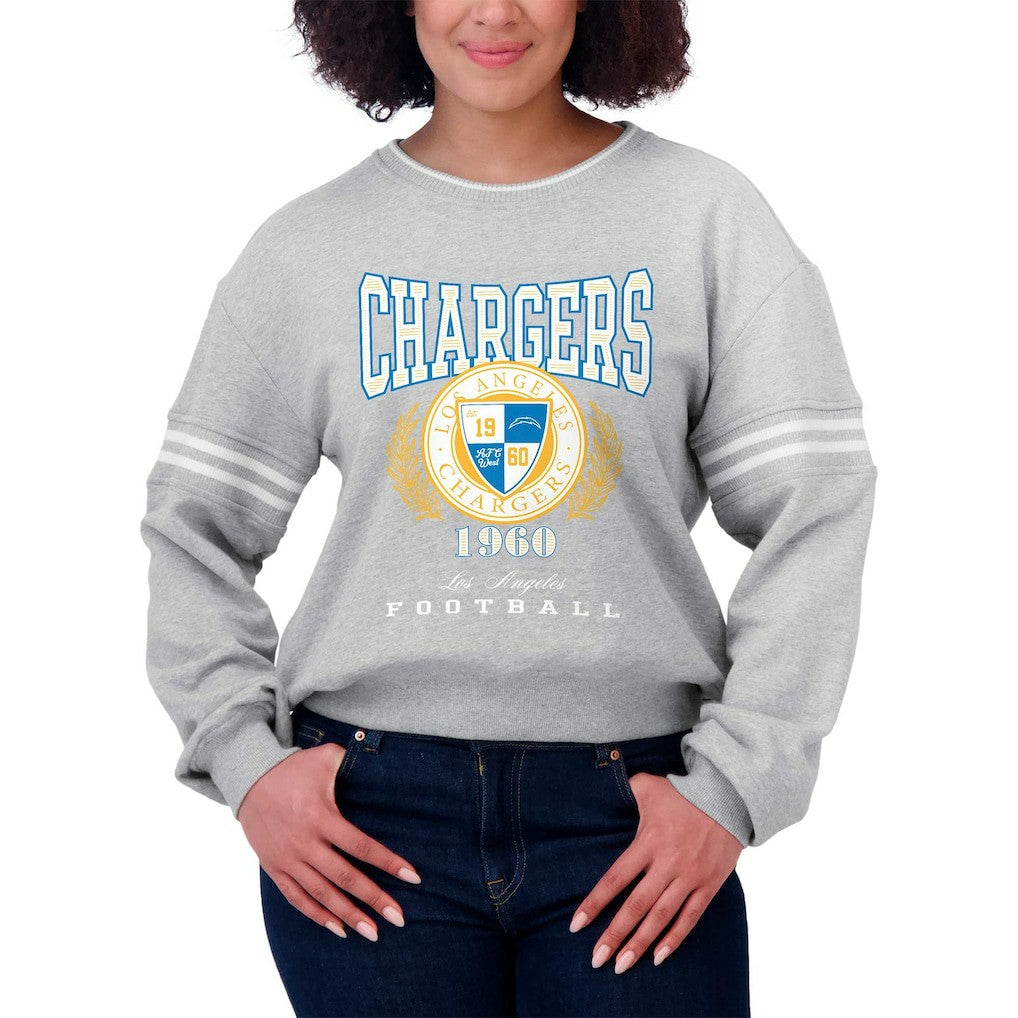 Los Angeles Chargers  WEAR by Erin Andrews Women's Cropped Pullover Sweatshirt