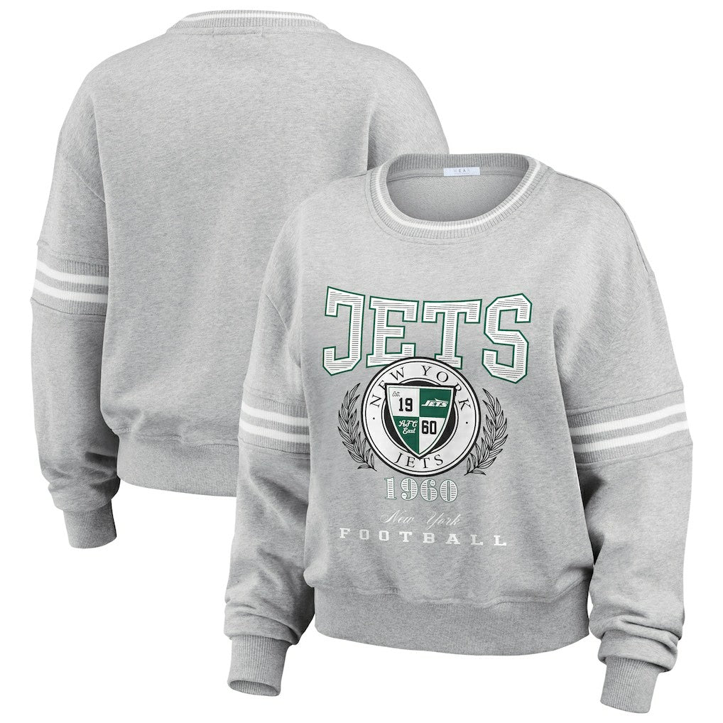 New York Jets  WEAR by Erin Andrews Women's Crest Cropped Pullover Sweatshirt