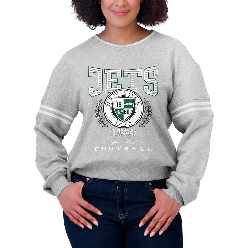 New York Jets  WEAR by Erin Andrews Women's Crest Cropped Pullover Sweatshirt
