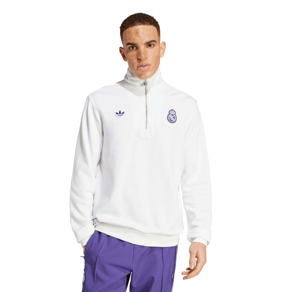 Real Madrid Originals Terrace Icons Collection Half-Zip Top White - Adidas