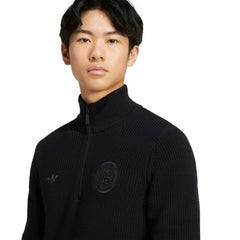 Germany National Team Originals 125th Anniversary Culturewear Half-Zip Rib-Knit Top Black - Adidas
