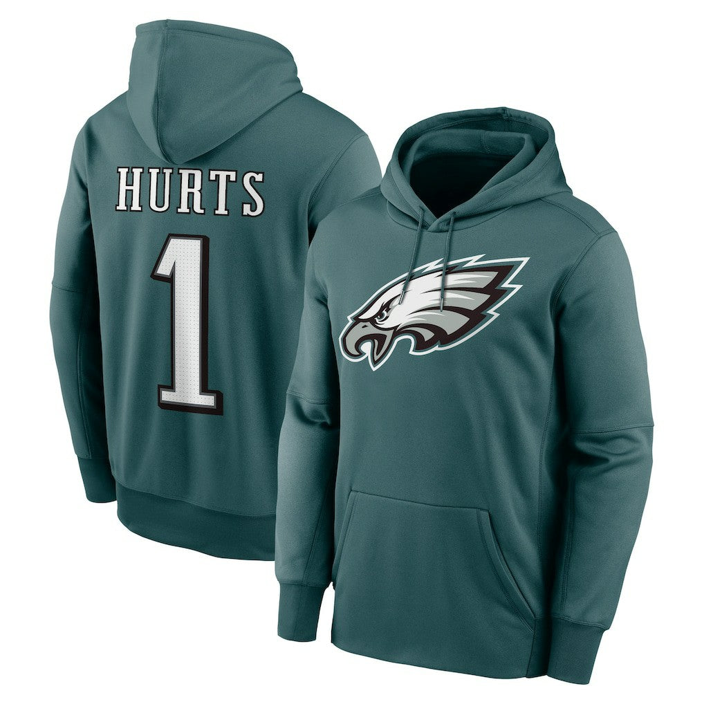 Philadelphia Eagles Nike Jalen Hurts  Player Name & Number Therma Hoodie