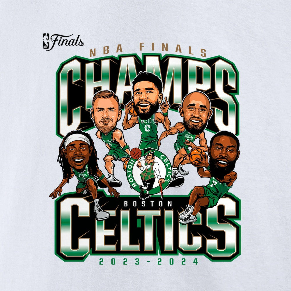 Boston Celtics 2024 NBA Finals Champions Pull Up Jumper Caricature T-Shirt Discount