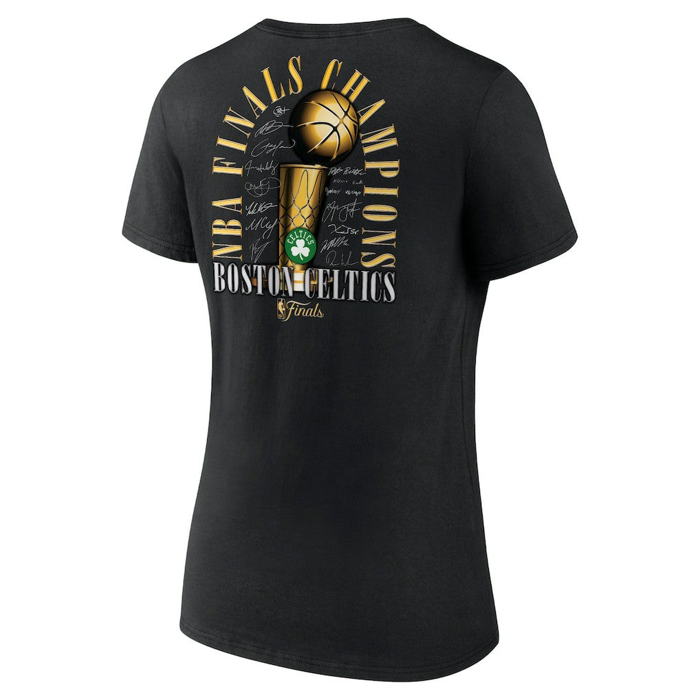 Boston Celtics Women's 2024 NBA Finals Champions Fade Away Jumper Roster Signature V-Neck T-Shirt Discount