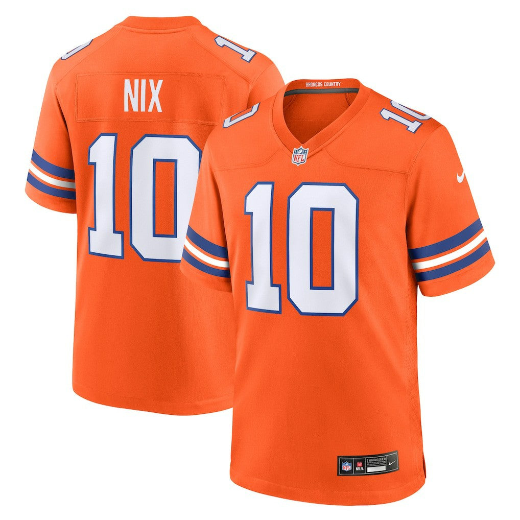 Denver Broncos Nike Bo Nix  Mile High Collection 1977 Throwback Player Game Jersey