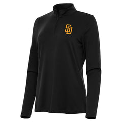 San Diego Padres Antigua Women's Reprocess Quarter-Zip Top - Black | MLB Sale