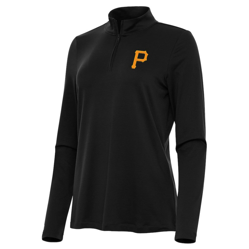 Pittsburgh Pirates Antigua Women's Reprocess Quarter-Zip Top - Black | MLB Online