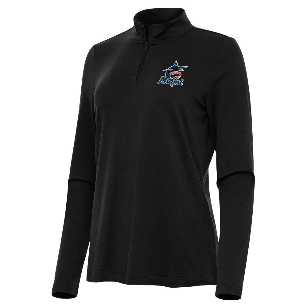 Miami Marlins Antigua Women's Reprocess Quarter-Zip Top - Black | MLB Discount