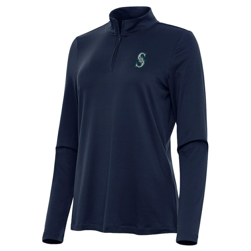 Seattle Mariners Antigua Women's Reprocess Quarter-Zip Top - Navy | MLB Discount