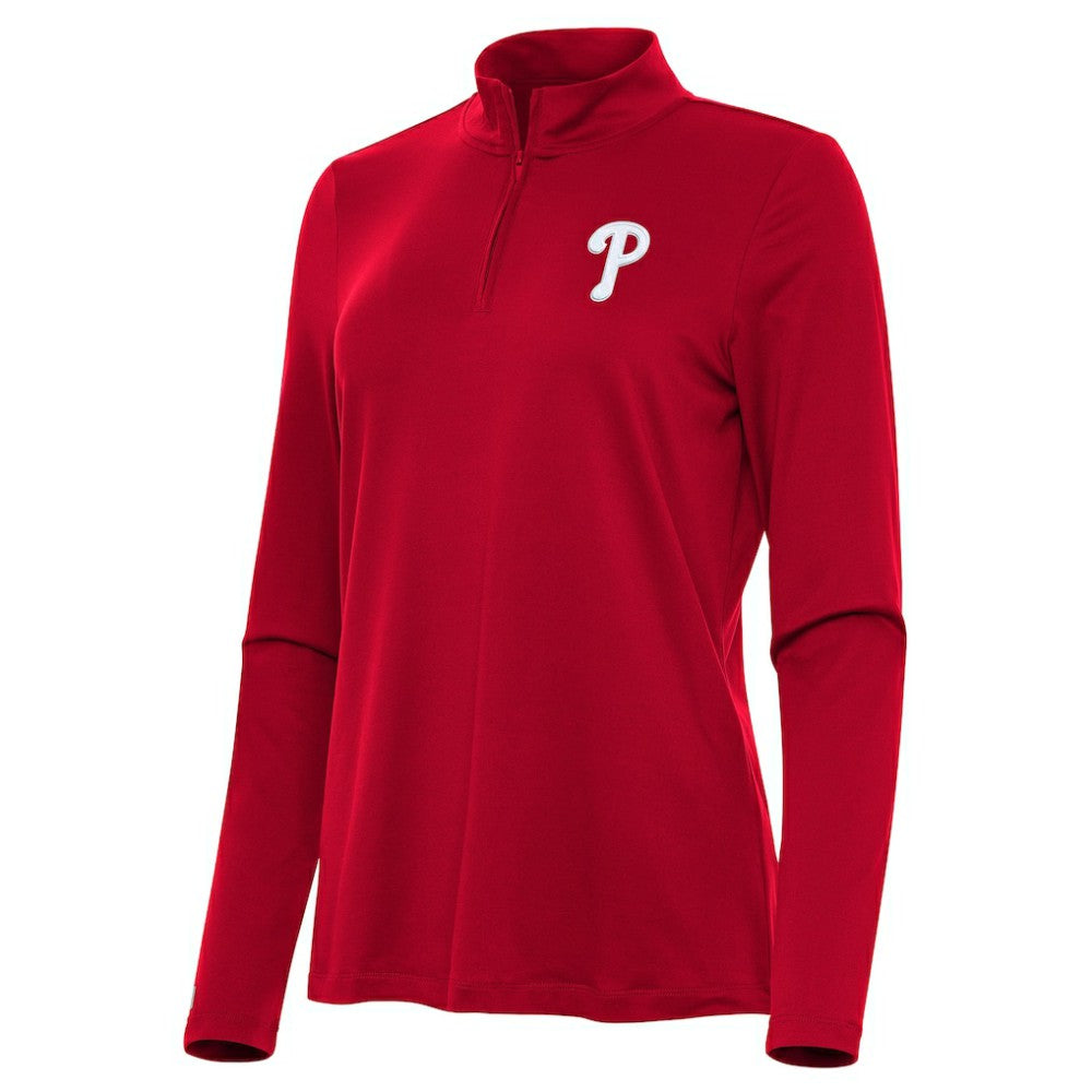 Philadelphia Phillies Antigua Women's Reprocess Quarter-Zip Top - Red | MLB US