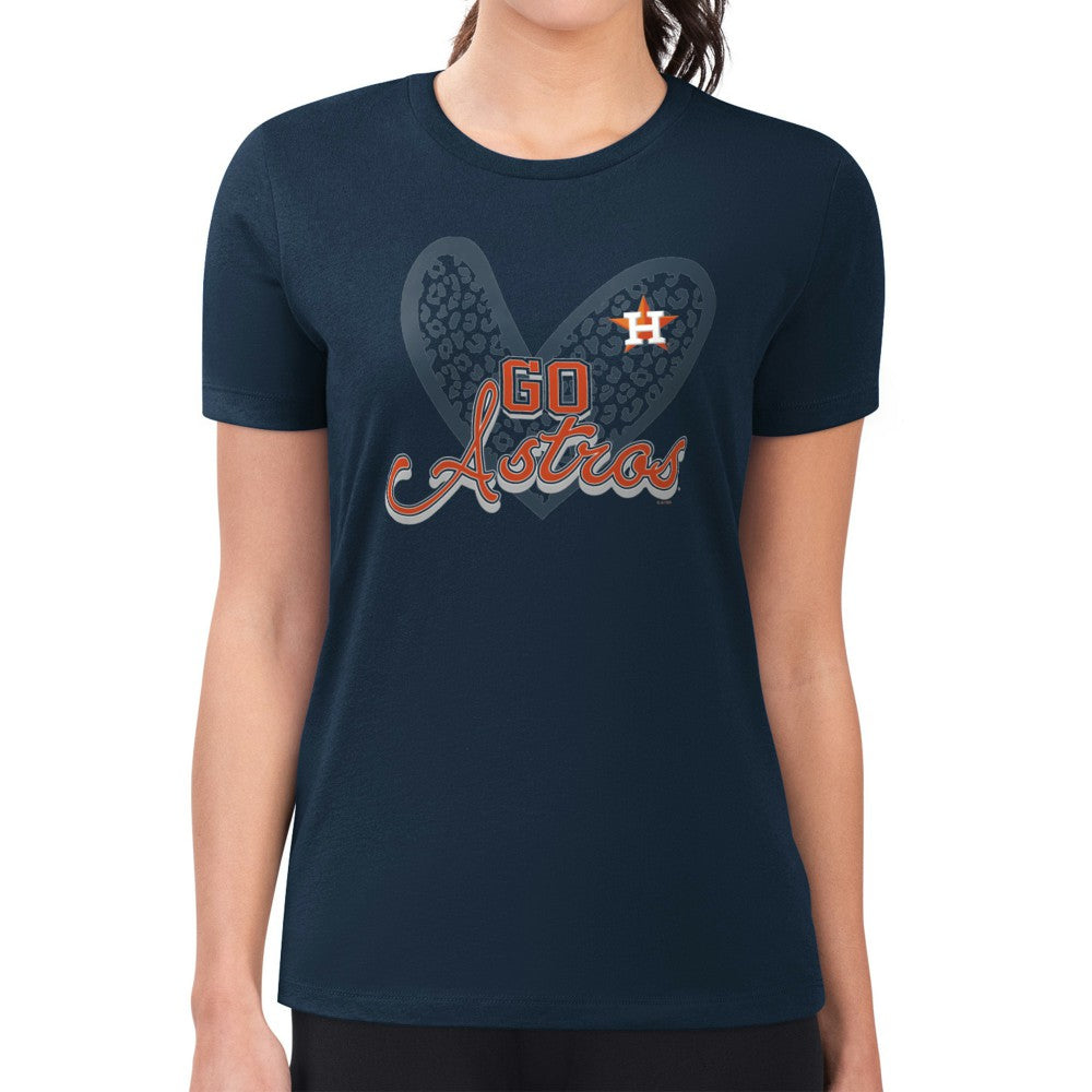 Houston Astros G-III 4Her by Carl Banks Women's Super-Slim Fit Lightweight Leopard Heart T-Shirt | MLB Discount