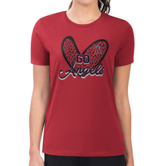 Los Angeles Angels G-III 4Her by Carl Banks Women's Super-Slim Fit Lightweight Leopard Heart T-Shirt | MLB Discount