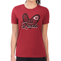 Cincinnati Reds G-III 4Her by Carl Banks Women's Super-Slim Fit Lightweight Leopard Heart T-Shirt | MLB Online