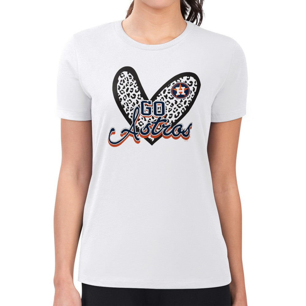 Houston Astros G-III 4Her by Carl Banks Women's Super-Slim Fit Lightweight Leopard Heart T-Shirt | MLB Discount