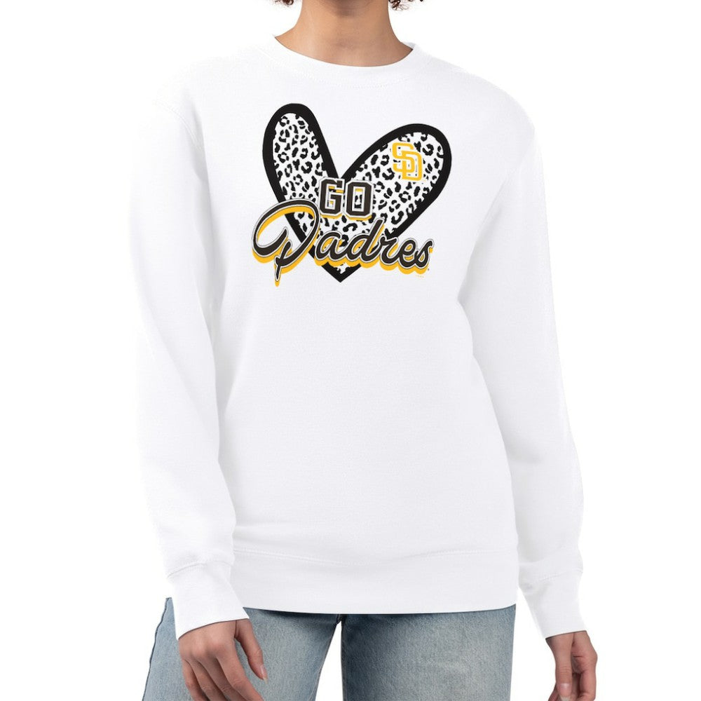 San Diego Padres G-III 4Her by Carl Banks Women's Leopard Heart Pullover Sweatshirt | MLB Discount