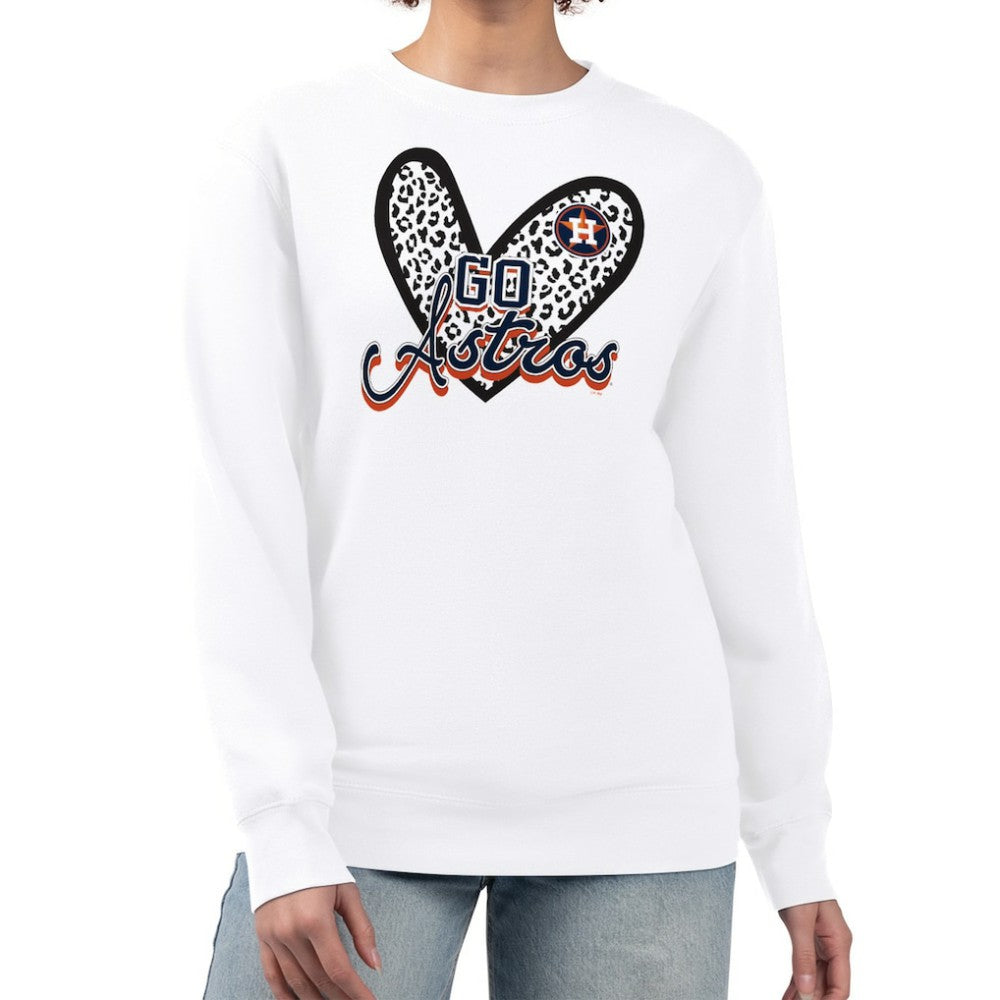 Houston Astros G-III 4Her by Carl Banks Women's Leopard Heart Pullover Sweatshirt | MLB Outlet