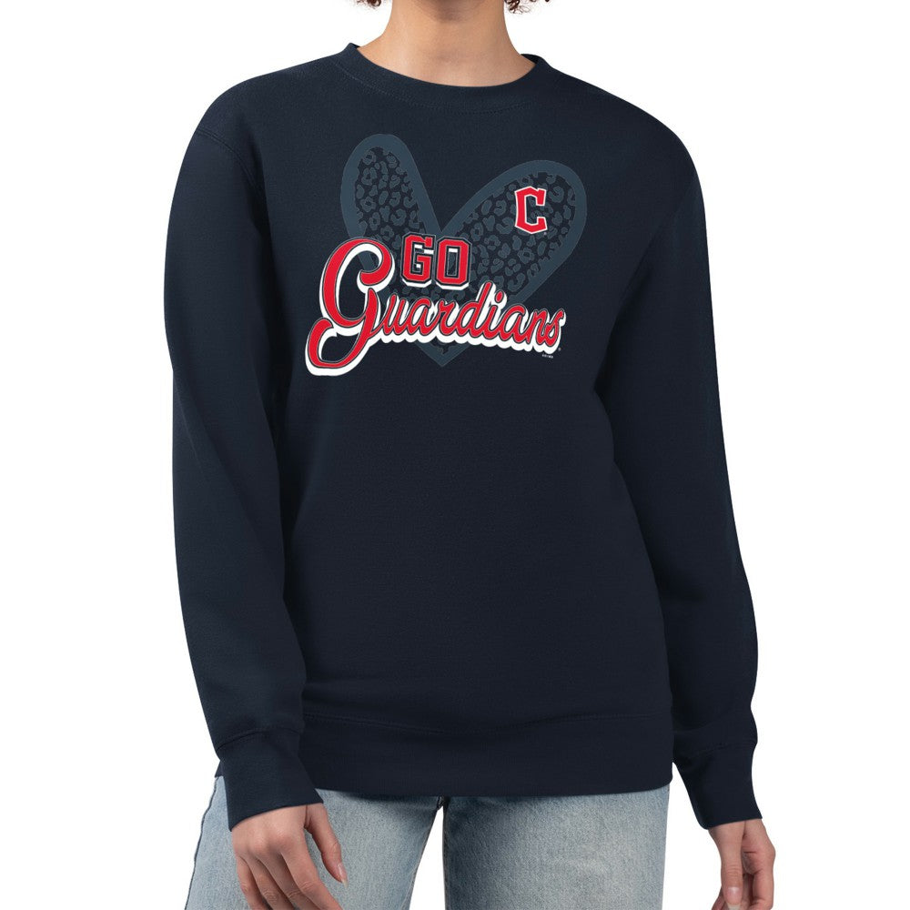Cleveland Guardians G-III 4Her by Carl Banks Women's Leopard Heart Pullover Sweatshirt | MLB For sale