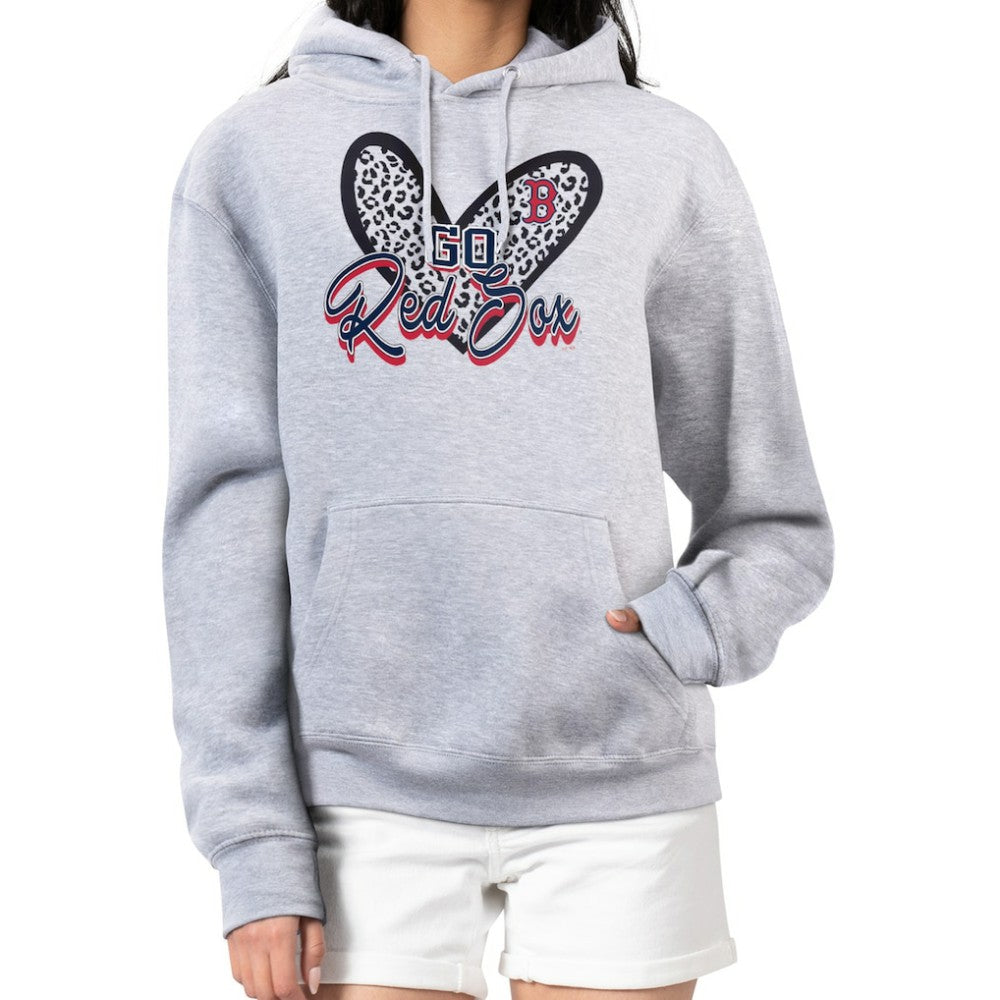 Boston Red Sox G-III 4Her by Carl Banks Women's Leopard Heart Pullover Hoodie | MLB Outlet
